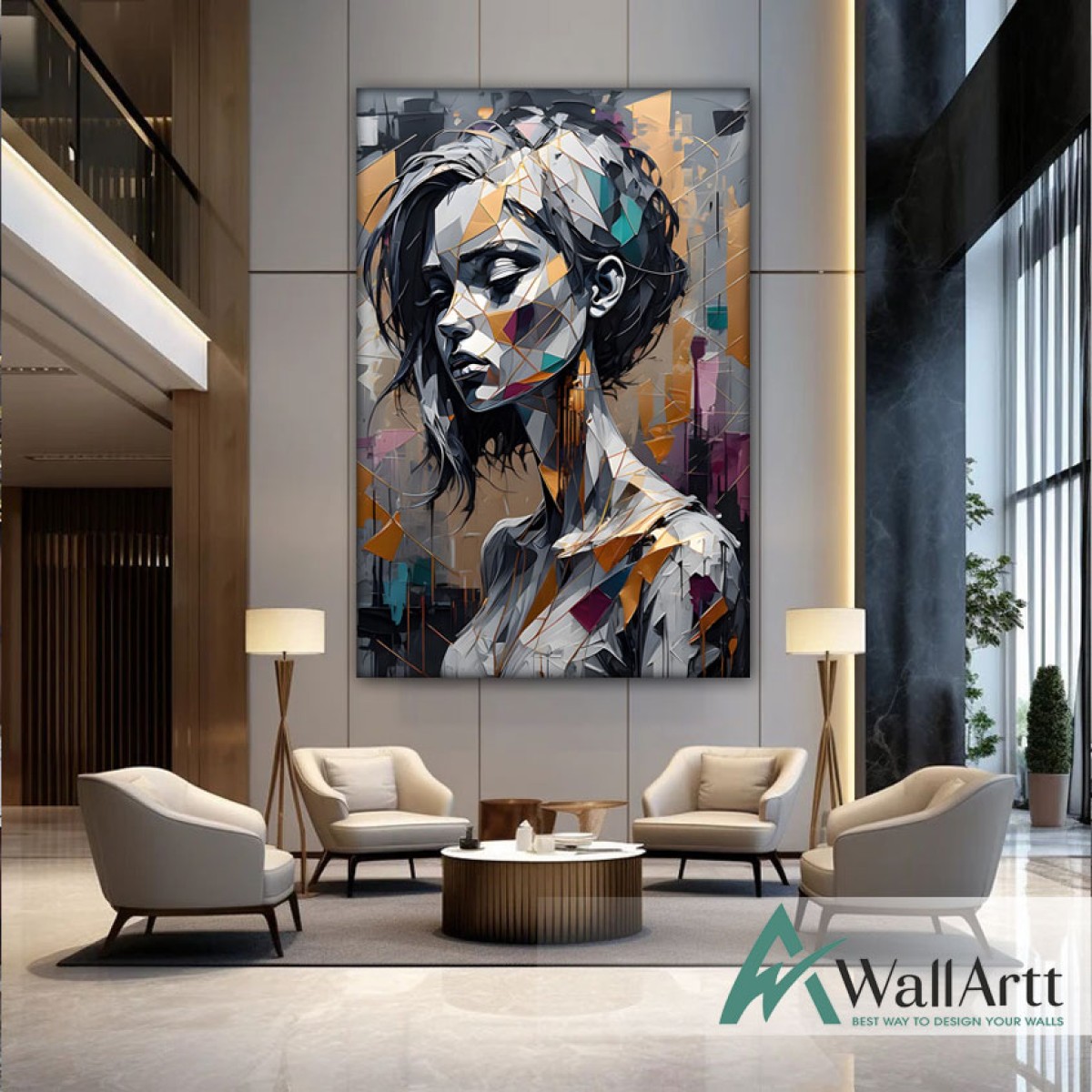 Abstract Woman 3D Heavy Textured Partial oil Painting - Wall Art